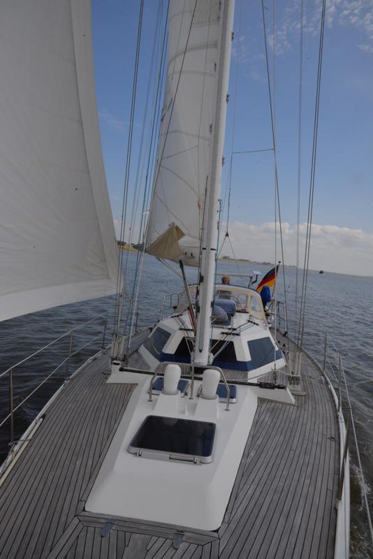 The sails rose high off Emdens shore.